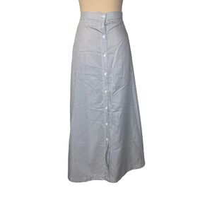 Eien Striped Button Front Maxi Skirt 1XL Blue White Coastal Nautical Casual